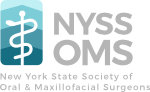 Logo of the New York State Society of Oral & Maxillofacial Surgeons with an abstract medical symbol and the acronym "NYSSOMS".